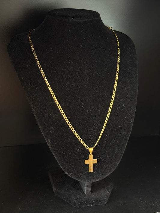 Conjunto cadena Cartier con cruz laminada