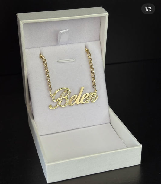 Cadena con nombre enchapada ICE