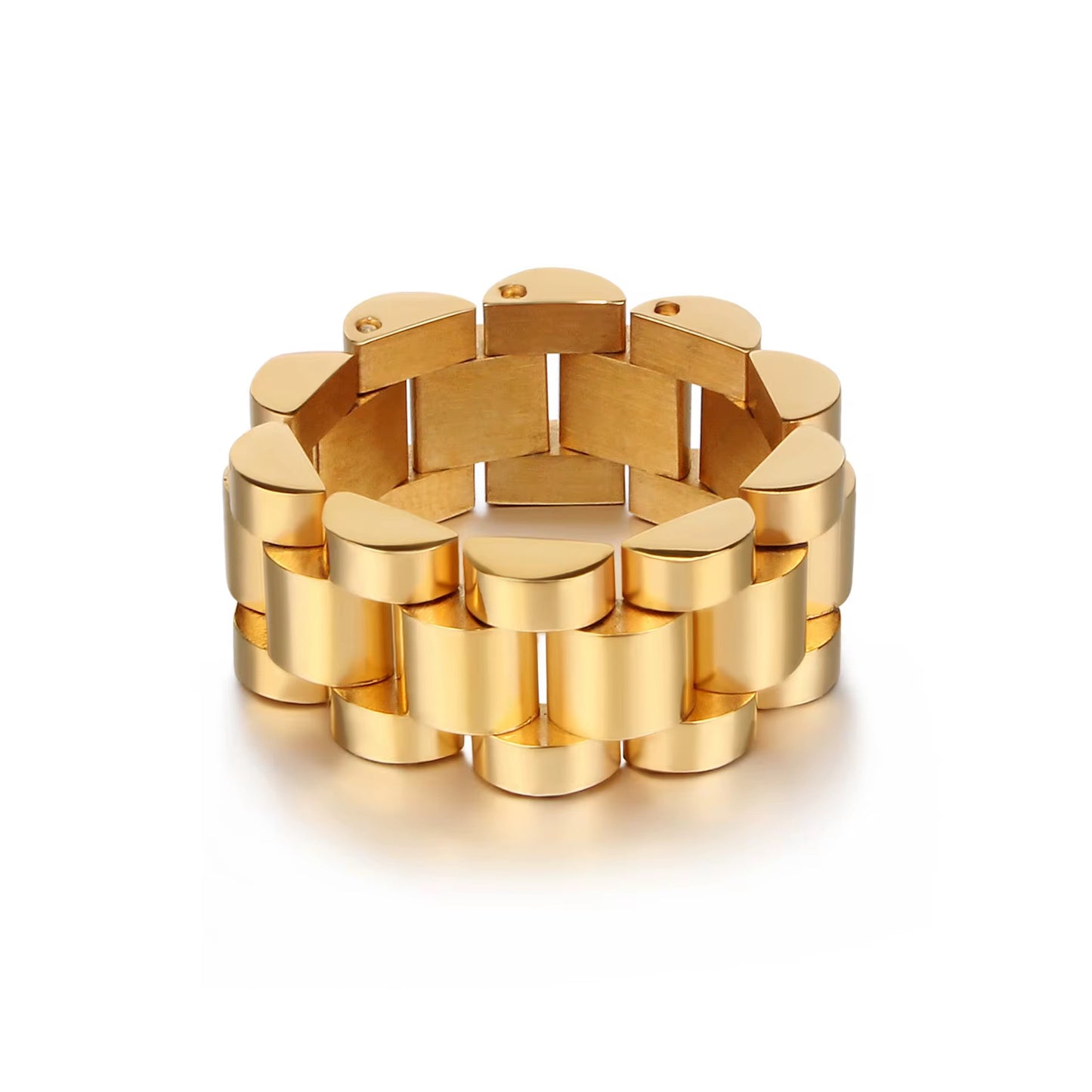 Anillo Malla Reloj Articulada Gold